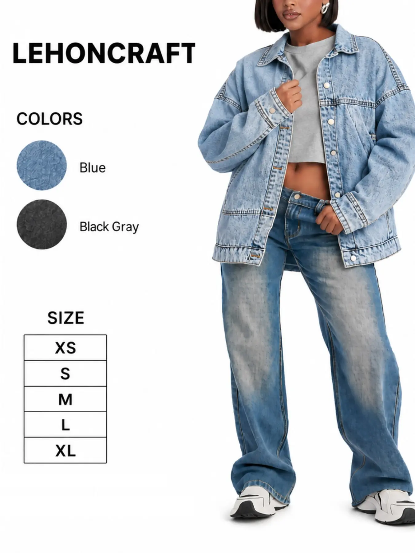 Long Sleeve Jean Denim Jacket for Women, Classic Button Down with Chest Pockets, Vintage Western Trucker Jacket for Daily Wear