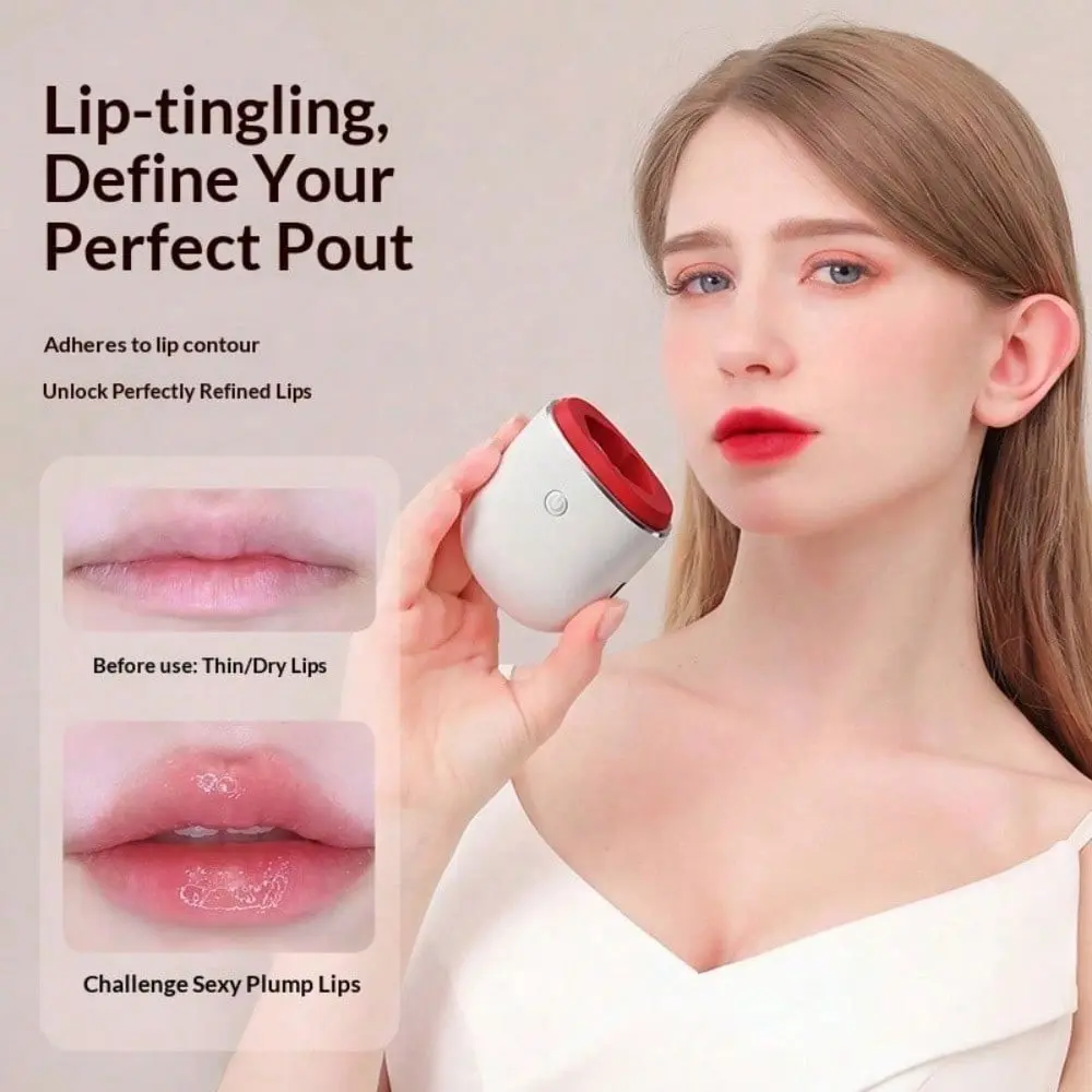 Electric lip plumper, 3-speed adjustable suction. Freely switch Apple Lips and Dudu Lips modes, skin-friendly safe silicone for lips. 300mAh Type-C rechargeable, lightweight portable lip care tool for home and travel.