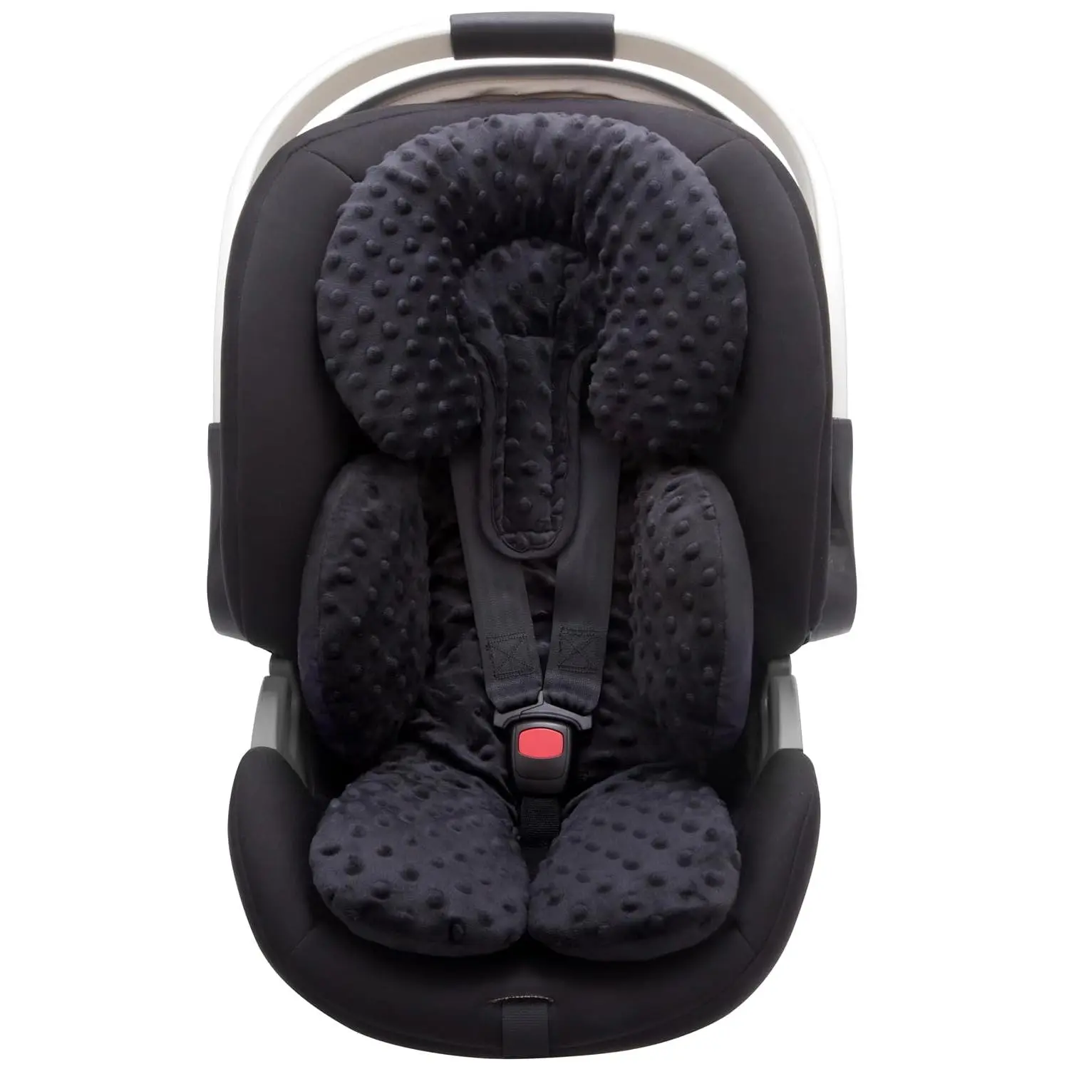 Infant Car Seat Insert - Soft Minky 2-in-1 Reversible Baby Head Neck Body Support for Newborns, Unisex, Black, Car Seat Accessories, Preterm