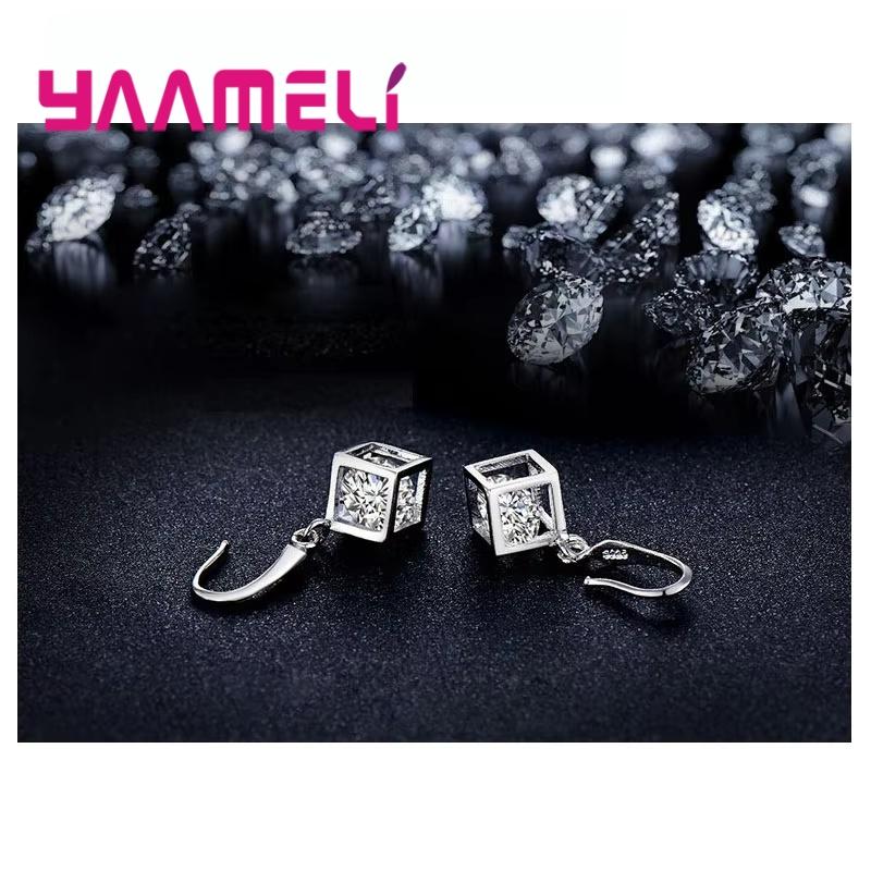 925 Sterling Silver Color Necklaces Earrings Jewelry Sets Hot Sale Cubic Zircon Women Girls Engagement Anniversary Accessory