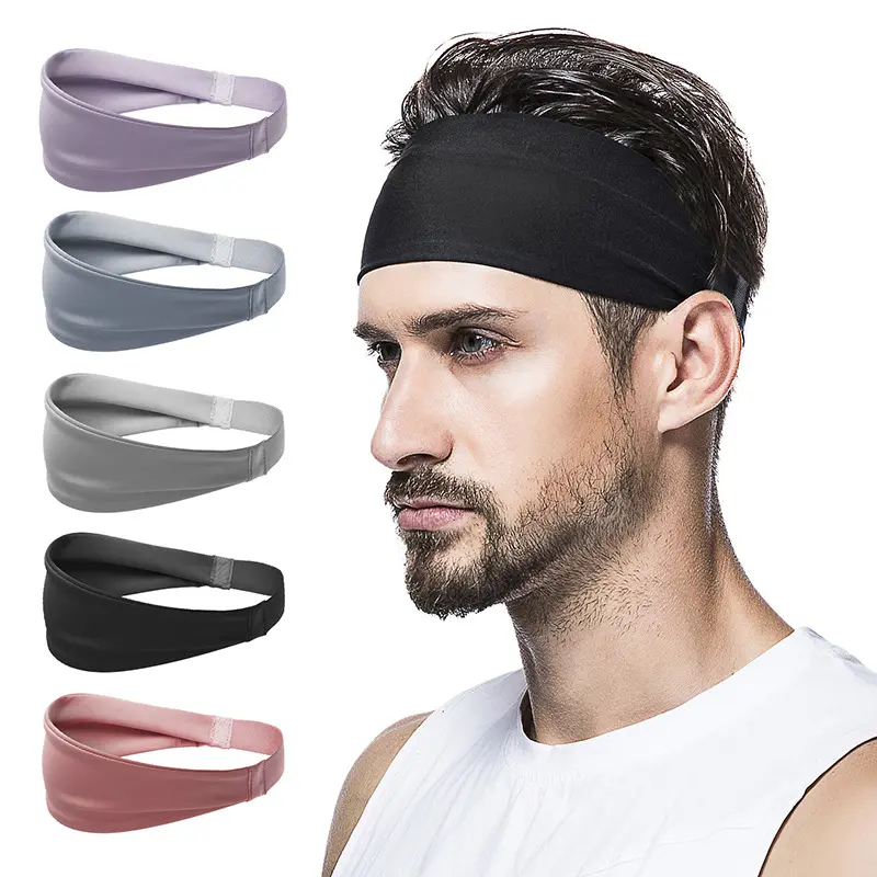 Sports Headbands for Men Women Sweat Wicking Headband Running Gym Fitness Headwrap Basketball Yoga Hair Band Athletic Absorbent Foreband