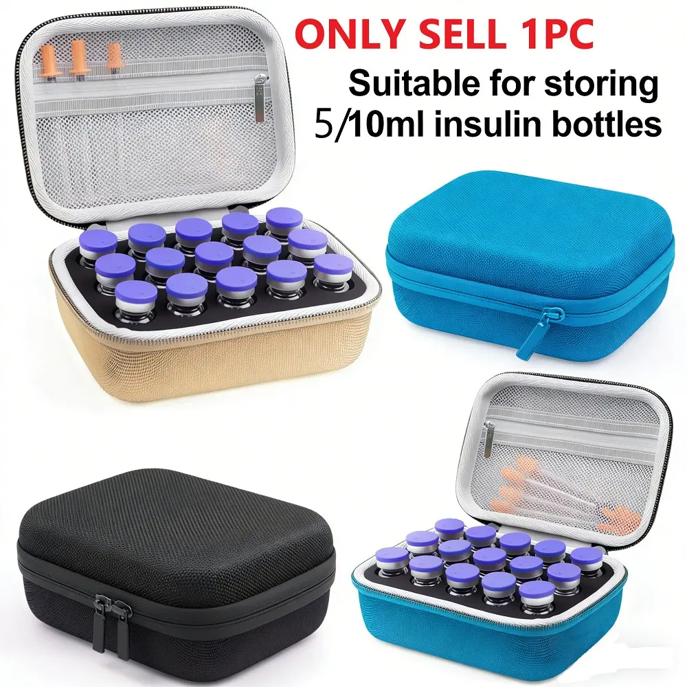 1pc Handheld Portable Peptide Case Insulin Vial Holder Medical Organizer, 15 Slots for Standard 10ML Vials, Colorful Foam Protective Protection, Sale Case Only