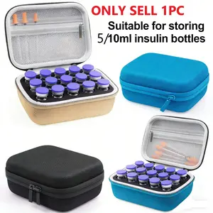 1pc Handheld Portable Peptide Case Insulin Vial Holder Medical Organizer, 15 Slots for Standard 10ML Vials, Colorful Foam Protective Protection, Sale Case Only