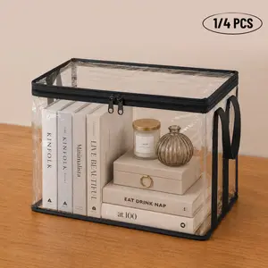Large Transparent Thick Plastic Storage Box with Hinged Lid, Durable High-Capacity Organizer for Home, Camping, Travel, Attic, Moving, Heavy Duty Storage