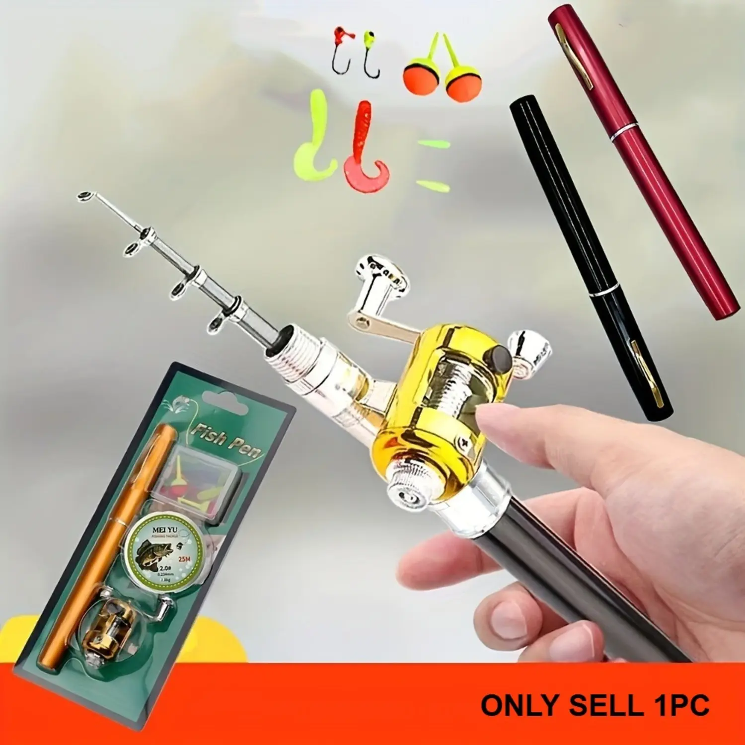 Pocket Fishing Rod Kit, Portable Lightweight Fishing Gear, Fishing Rod Combo with Telescopic Design and Reel, Great for Travel Camping and Weekend Fishing