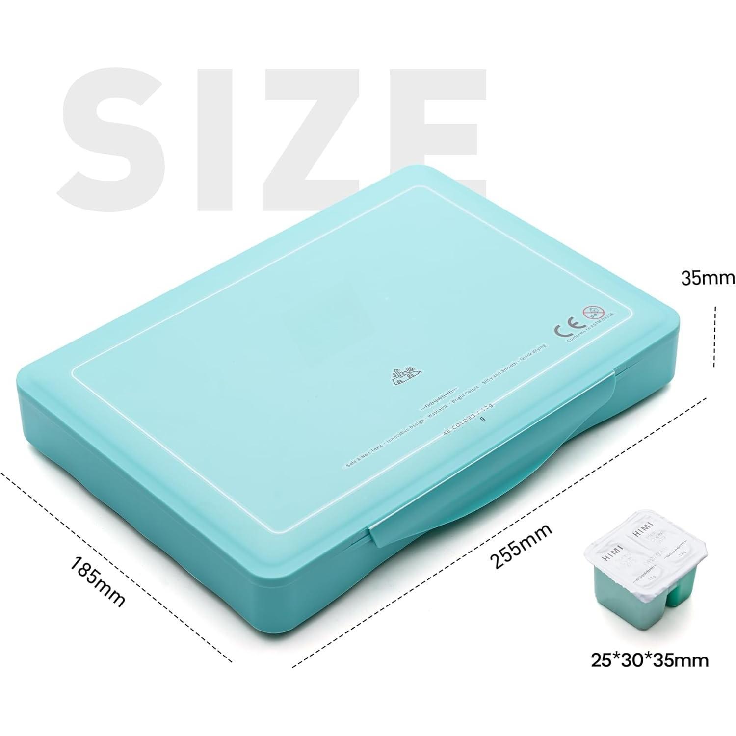 Cup Jelly Gouache  Set, 48 Colors 12g, Jelly Cup Design, Non   for Canvas and Paper, Art Supplies for Professionals (Green Case)