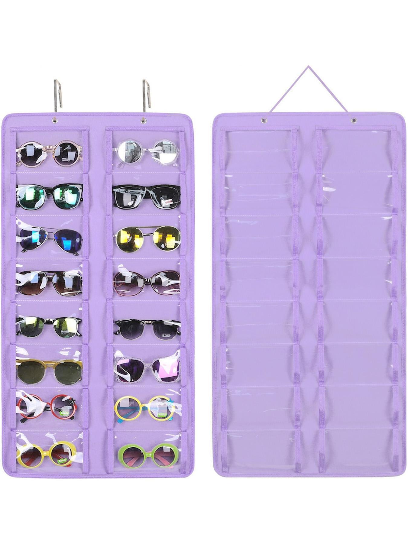 Dustproof Sunglasses Organiser, Wall Mounted Sunglasses Organiser, 16 Compartment Glasses Organiser, Space Saving Storage (Pouch Only)