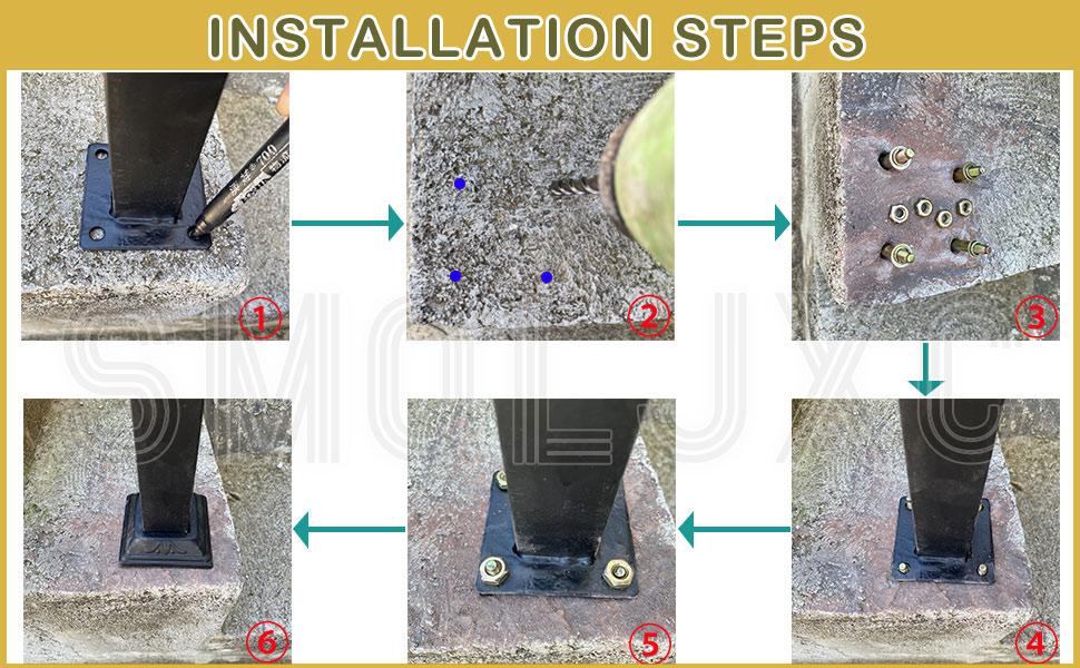 31.5"-9.5" L X 35.5" H Single Post Wrought Iron Handrails for 1-3 Steps, Railing for Steps, Handrail for Entrance, Porch (Black)