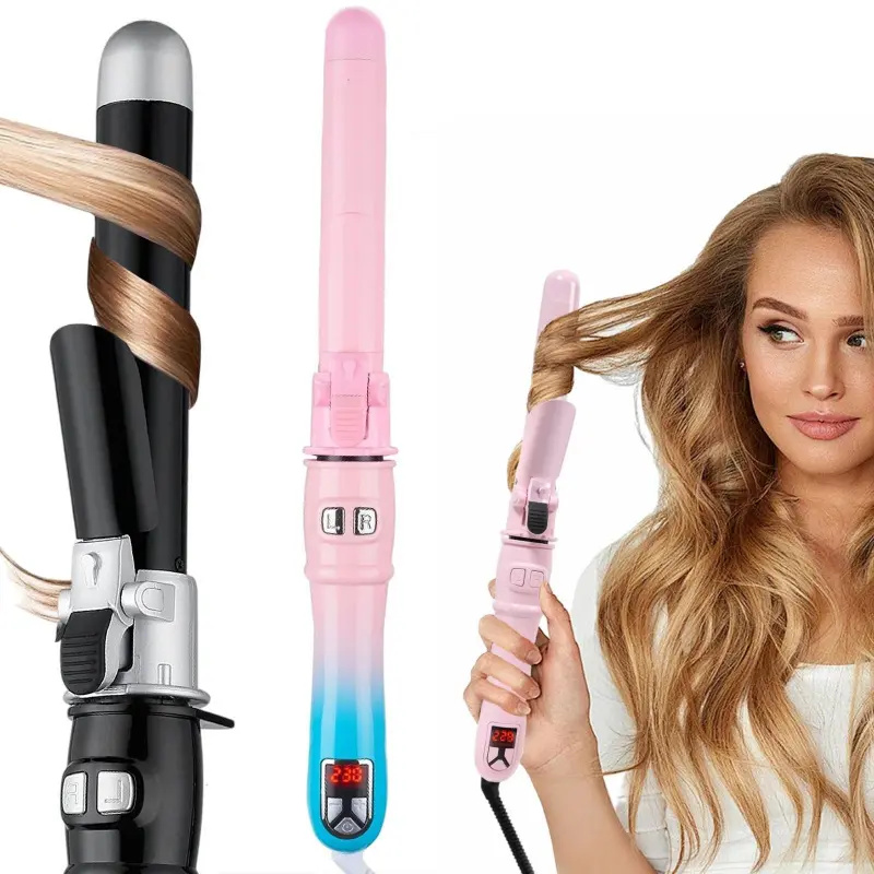 Automatic rotating curling iron, Travel curling iron, electric curling iron, large wave hairstyle automatic curling wand, create large wave wool curls, portable heated hairstyle design tool, safe heated curling iron