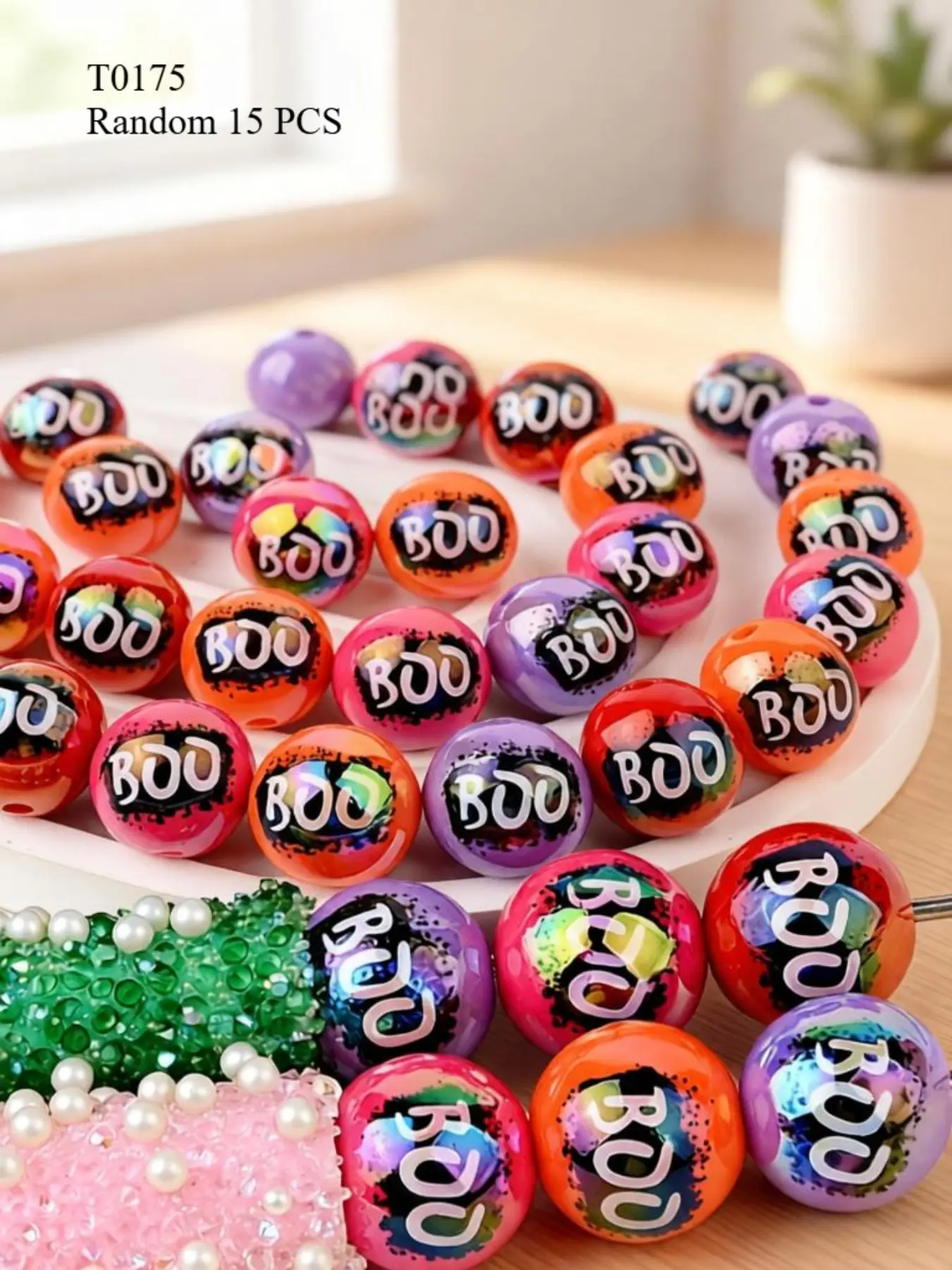 15 Acrylic Halloween Boo Letter Beads, DIY Craft Supplies, Bracelet Earring Necklace Keychain Charms, Handmade Jewelry Making Kits