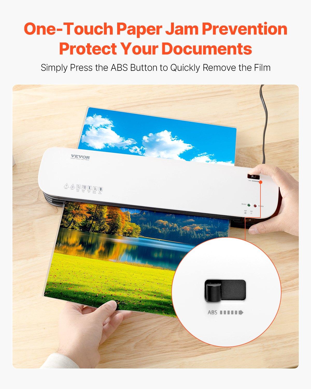 【FathersDayGift】 VEVOR Laminator Machine, Thermal Laminator for Max A3 Paper Size, 2-3 min Quick Warm Portable Laminator, 3-5 mil Thickness, Ideal for Home, Office, Business, or School Supplies, White + Black