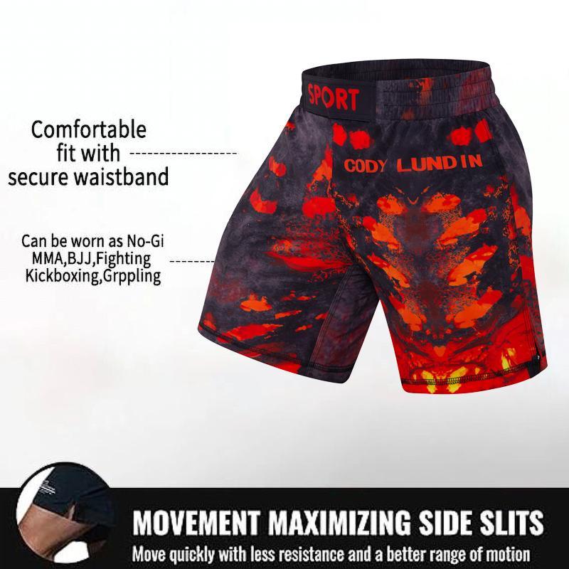 Cody Lundin Crossfit Men Fitness Running Shorts MMA Short With Printed Lightweight Grappling Combat Shorts For Boxing Weightlift