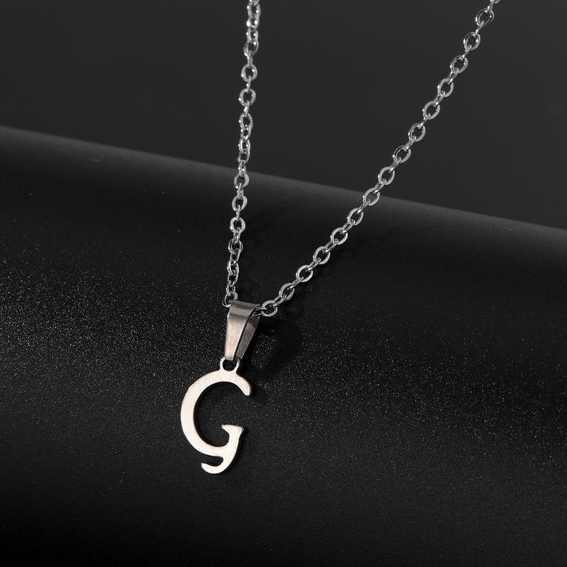 Stainless Steel English Alphabet 26 A-Z Letter Necklace Pendant Women Men Capital Initial Name Necklace Birthday Gift for Girl Couple Friends
