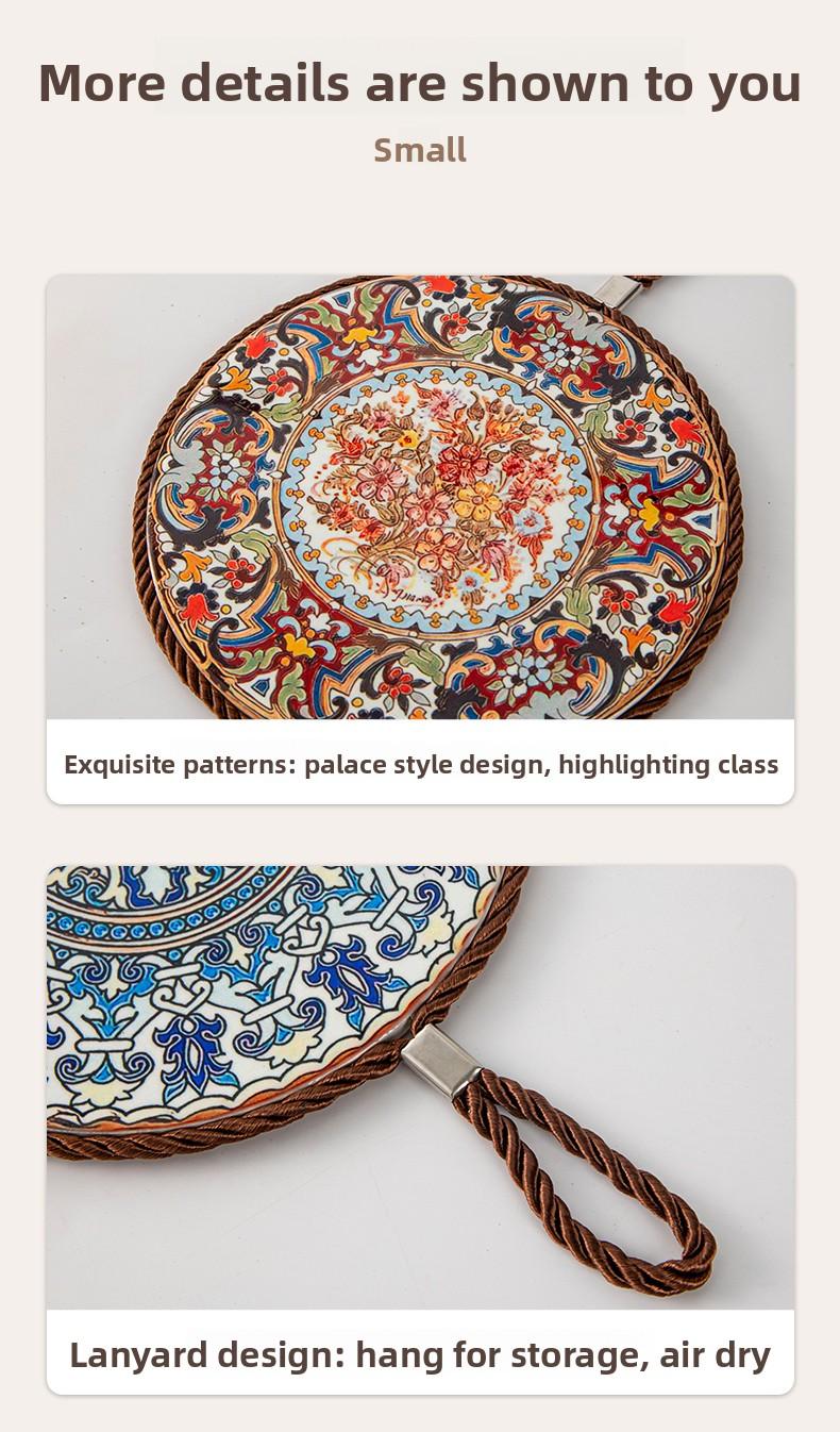 Retro Heat Resistant Mat for Cast Iron Enamel Dutch Oven Ceramic Tableware Non-Slip Kitchen Heat Insulation Pad for Dining Table Plate Heat Protection