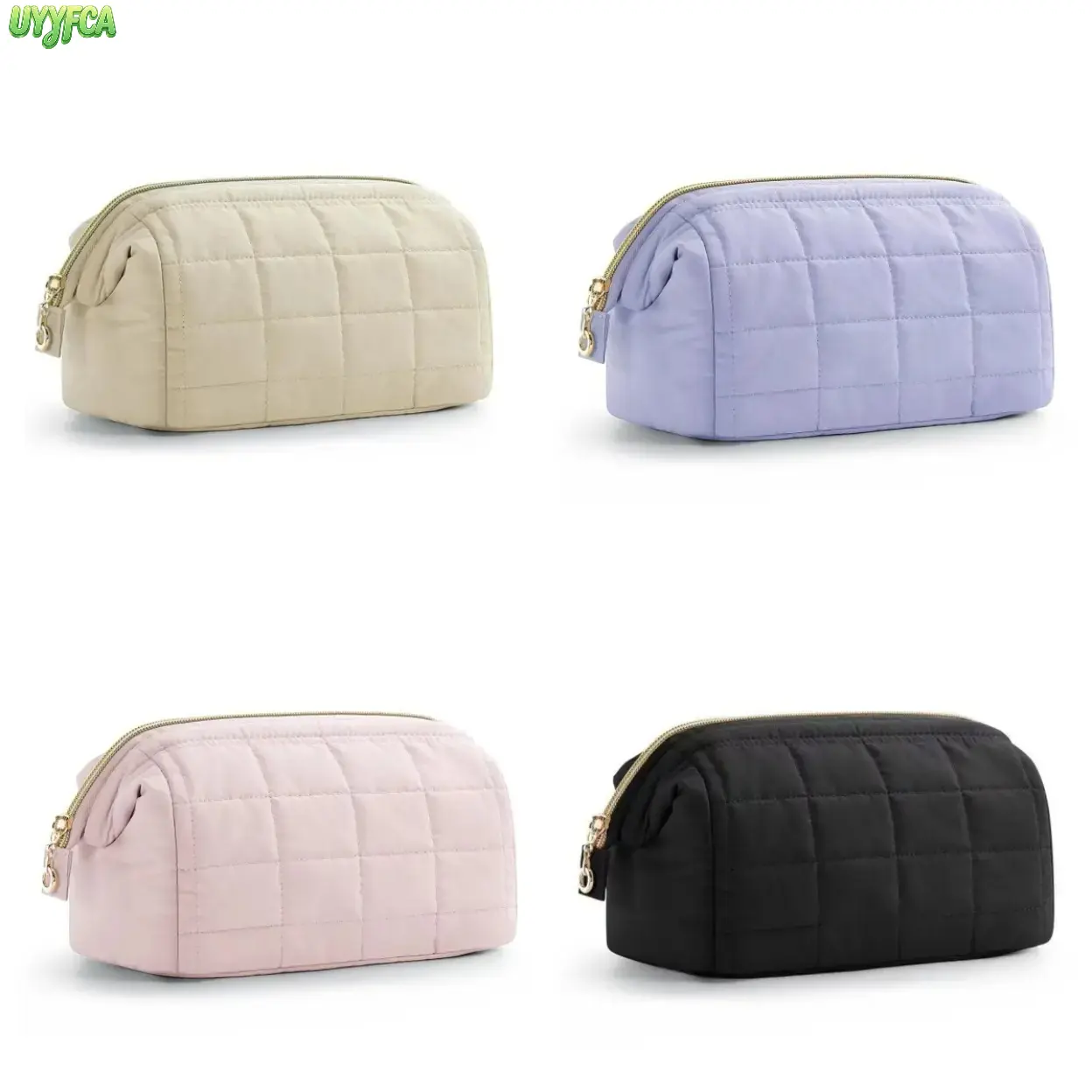 Viral Puffy Grid Quilted Nylon Makeup Bag For Women, Aesthetic Cloud Shaped Waterproof Cosmetic Organizer Pouch, Large Capacity Easy Clean Toiletry Bag, Multi Compartment Portable Beauty Storage For Skincare Beach vacation,Summervibes