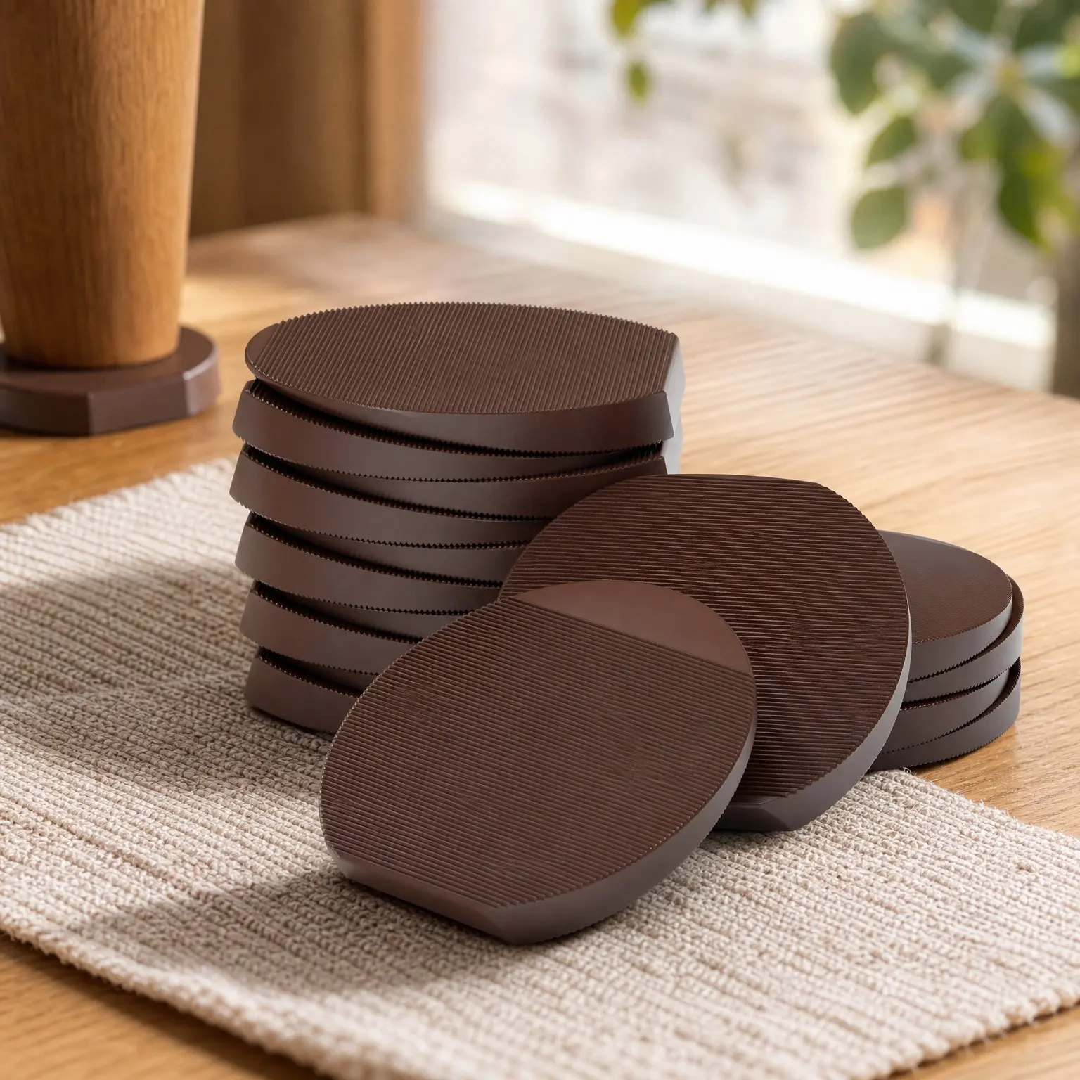 Furniture Levelers - 16 PCS 2" Brown Rubber Shims for Leveling | Multi-Purpose Leveling Feet to Prevent Furniture from Wobbling, Damage & Noise - Good for All Kinds of Furnishings!Gift