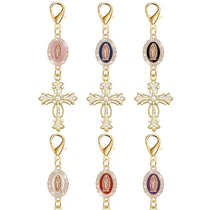 Alloy Cross Pendant with Rhinestones Fashion Accessory DIY Keychain Lobster Clasp Bag Charm