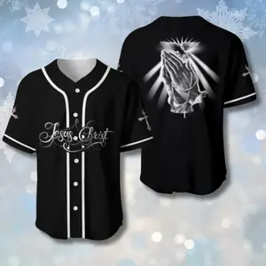 Jesus Christ Praying Hands Baseball Jersey, Christian Faith Apparel