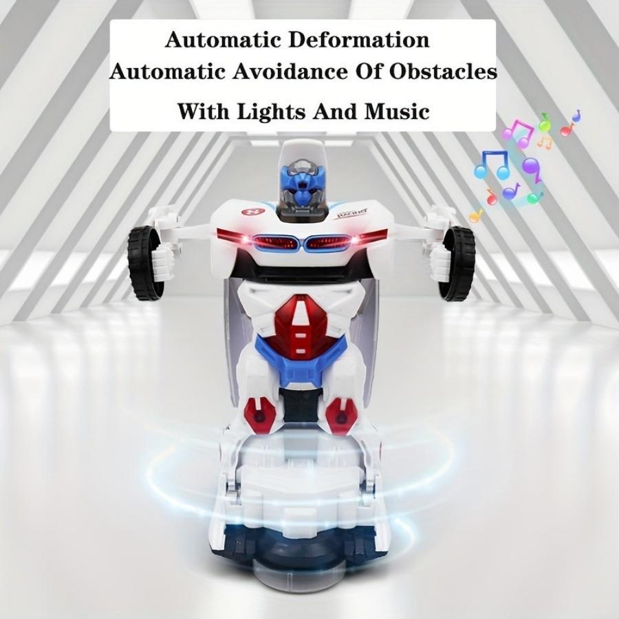 Automatic Deformation Robot Car Toy, 1 Count Transforming Car Toy, Automatic Universal Avoid Obstacles Car Toy with Lights & Music, Birthday Gift, Boys & Men Gifts #GLOBAL PICKS