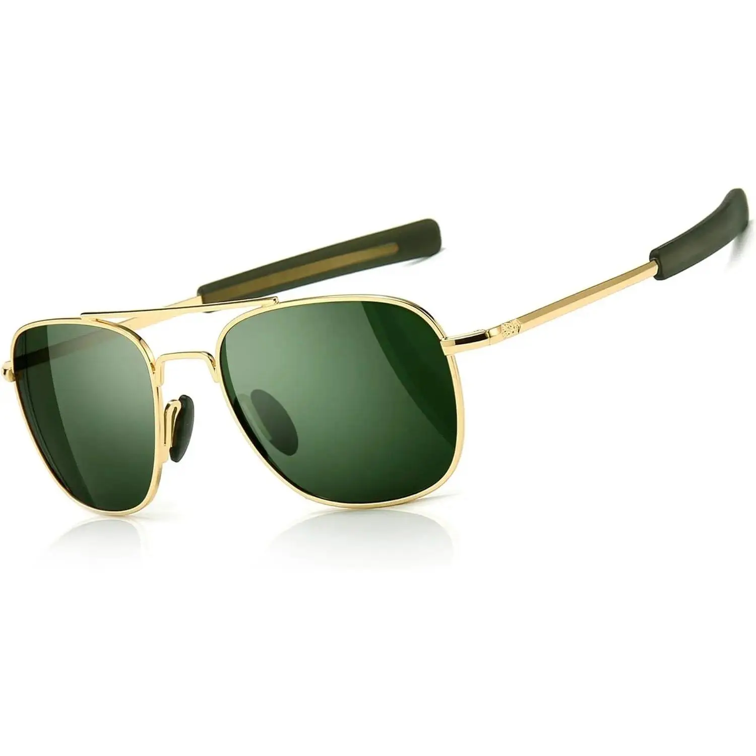 Men's Military Style Polarized Aviator Sunglasses with Bayonet Temples for Outdoor Activities