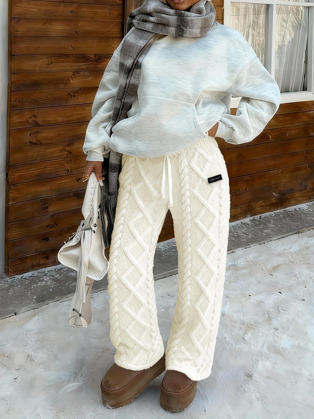 Women's Fleece Wide Leg Pants, Cozy Plush Winter Pants, Sherpa Lined Lounge Pants, Warm Wide Leg Sweatpants, Fuzzy Winter Trousers for Women