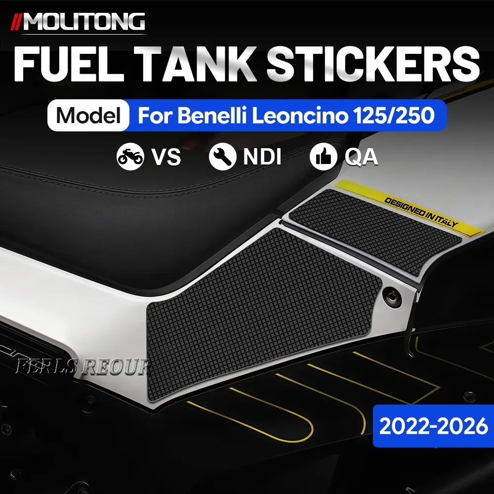 For 2022-2026 Benelli Leoncino 125/250 Motorcycle Rubber Grid Fuel Tank Stickers, Anti-scratch Wear-resistant Tank Protector, Retro Motorbike Touring Mod Parts