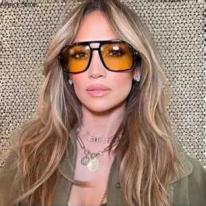 Vintage Double Bridge Sunglasses for Men and Women, UV400 Protection Rivet Frame Fashion Eyewear, Retro Streetwear Shades with Designer-Inspired Style, Trendy Unisex Sunglasses for Driving, Travel, Beach, Festivals, Outdoor Activities and Everyday Fashion