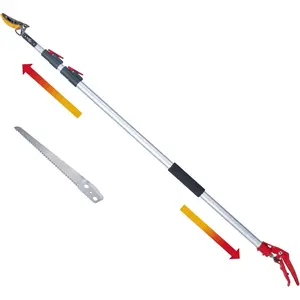 4.6-10 Ft Long Reach Tree Pruner Extendable, Fruit Picker, Tree Pruner, Fruit Tree Branch Trimmers Long Handled Pruner, Cut and Hold Pruner