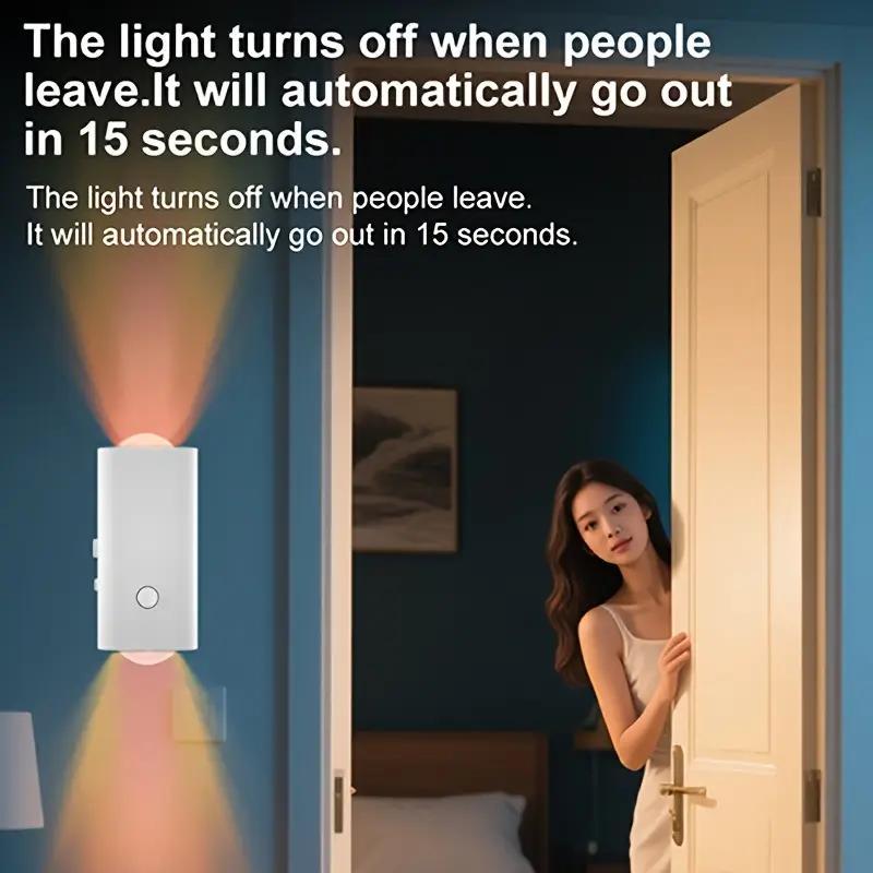 Smart LED Night Light with Motion & Light Sensors, RGB Wall Spotlight, USB Rechargeable, Magnetic Design for Bedroom, Game Room, Stairs