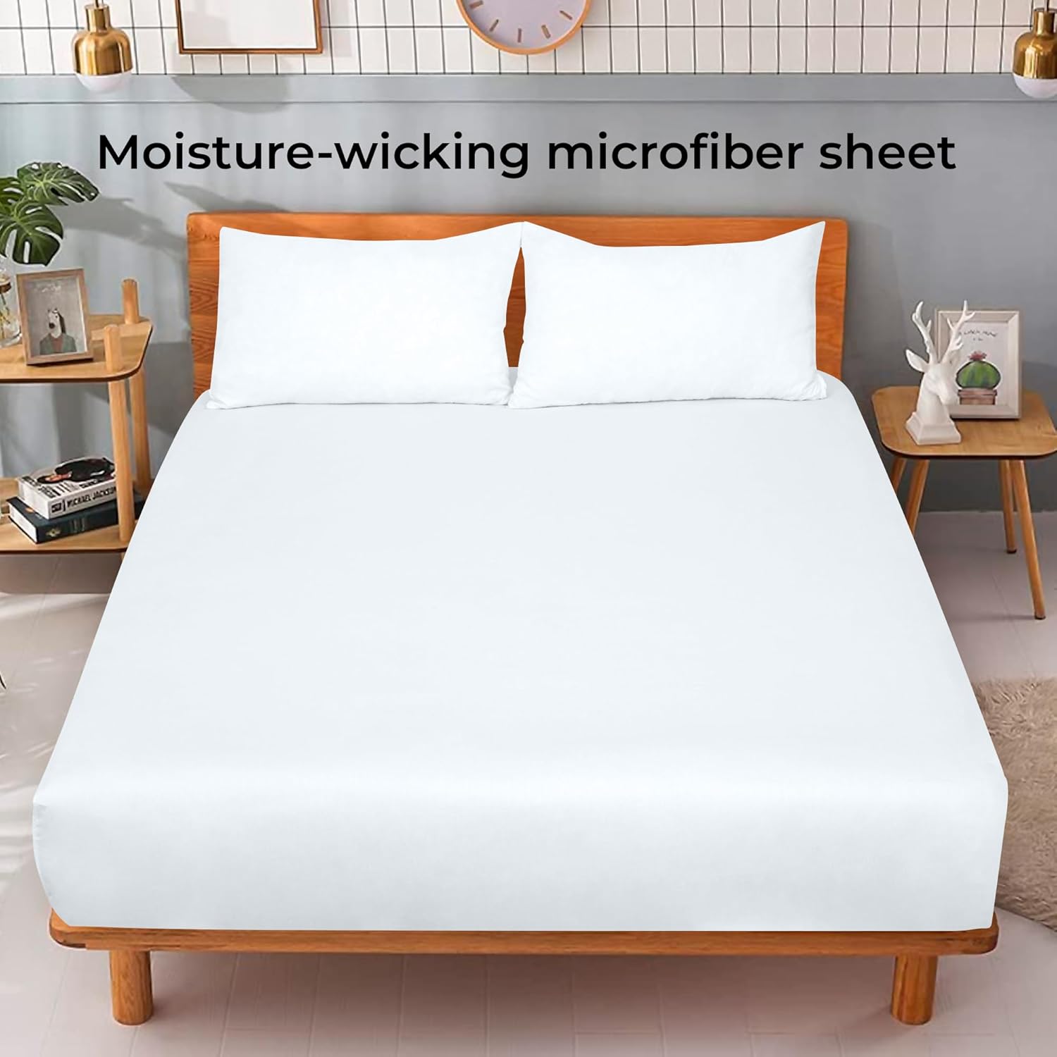 2 Pack Fitted Sheet - Elastic Sheets -  Fitted Sheet Only -Soft & Breathable - Brushed 1800 Microfiber- Stain Resistant- Hotel Quality Deep Pocket Stretches Up to 16" (, White)