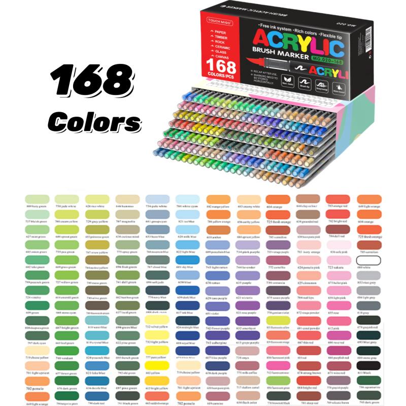 Acrylic Paint Markers Set, Soft Brush Tip Acrylic Paint Pens for Wood Rock Glass Canvas Stone Fabric Glass Metal Ceramic Canvas DIY Crafts Art Supplies,Back to  School,Halloween,Christmas Gift, Diy Painting Supplies
