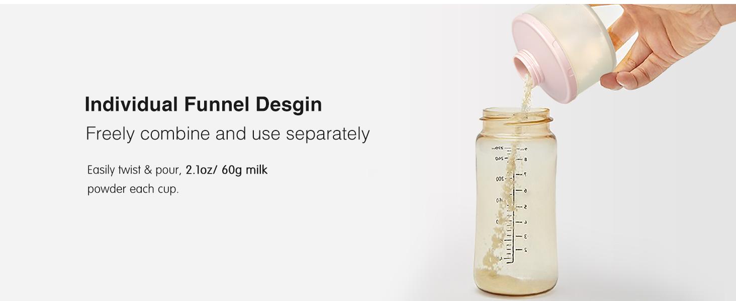 Termichy Stackable Formula Dispenser Portable Milk Powder Container, 2 Pack, Light Pink