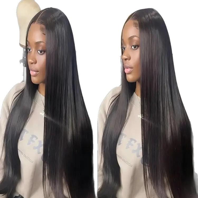 2026 European, American, and African wigs, black long straight hair lace headpiece