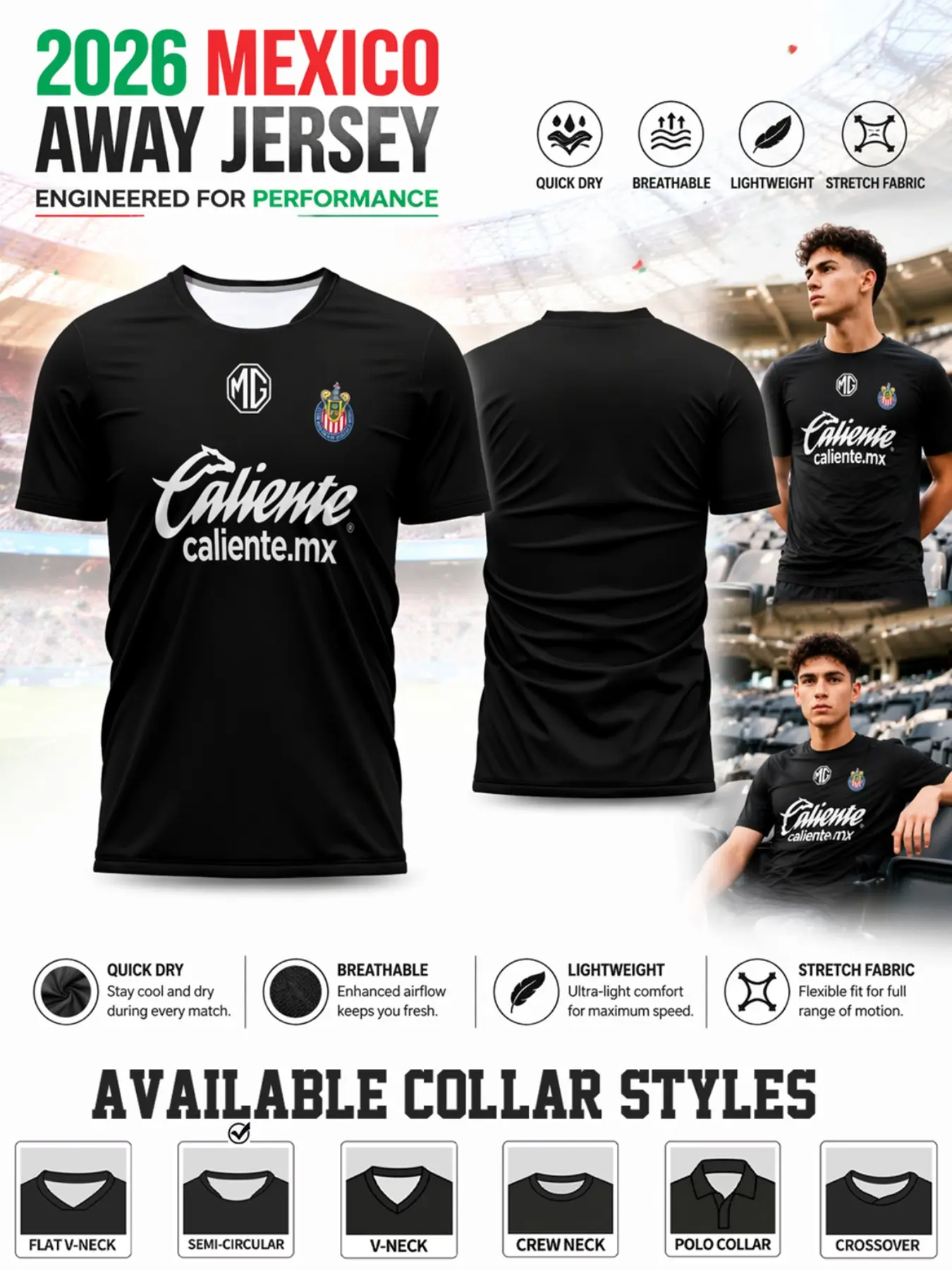 2026 Mexico Soccer Jersey, Short Sleeve High-Performance Football Top, Quick-Dry Breathable Sportswear for Matches and Training