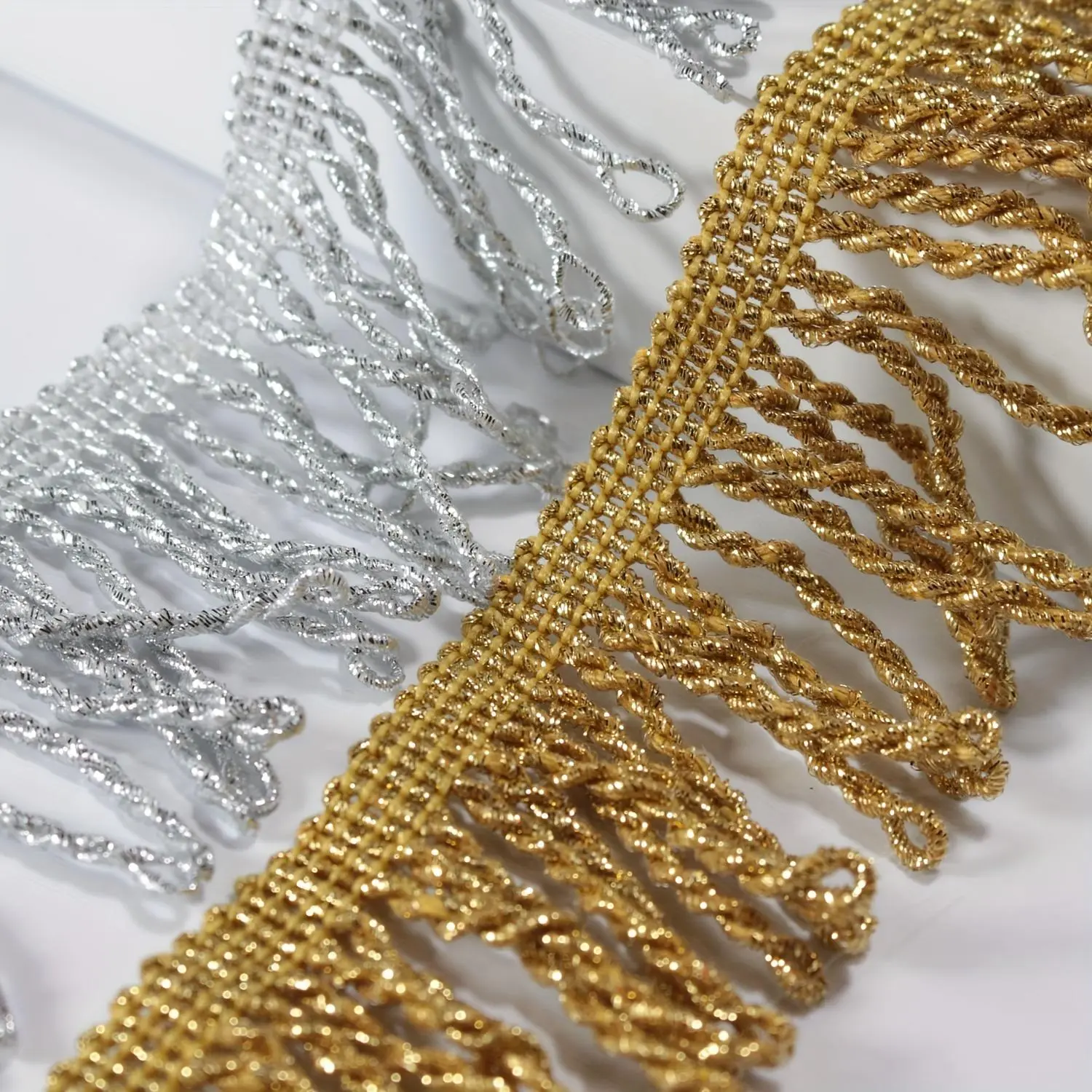 2 Yards Gold and silver wire lace, clothing accessories, home DIY accessories, 5CM core-wrapped twisted rope tassel lace
