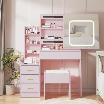 disney princess dressing table and stool Disney Princess Vanity Table with 10 Accessories Smoby