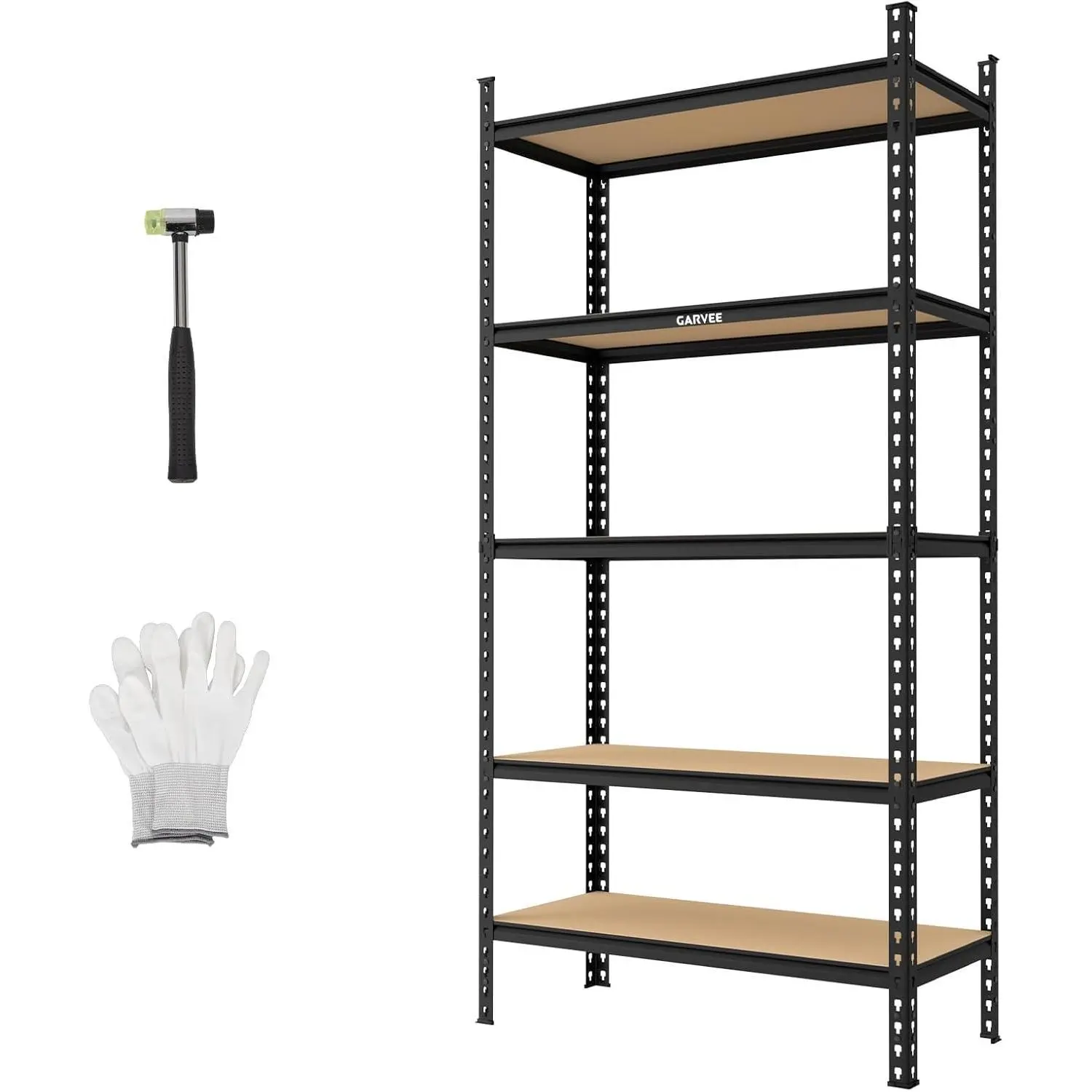 Gaomon 5-Tier Heavy Duty Storage Shelving Unit, Adjustable MDF & Metal Garage Shelves, 2756 Lbs Capacity, 35.4" W x 15.7" D x 72" H, for Garage Basement Pantry