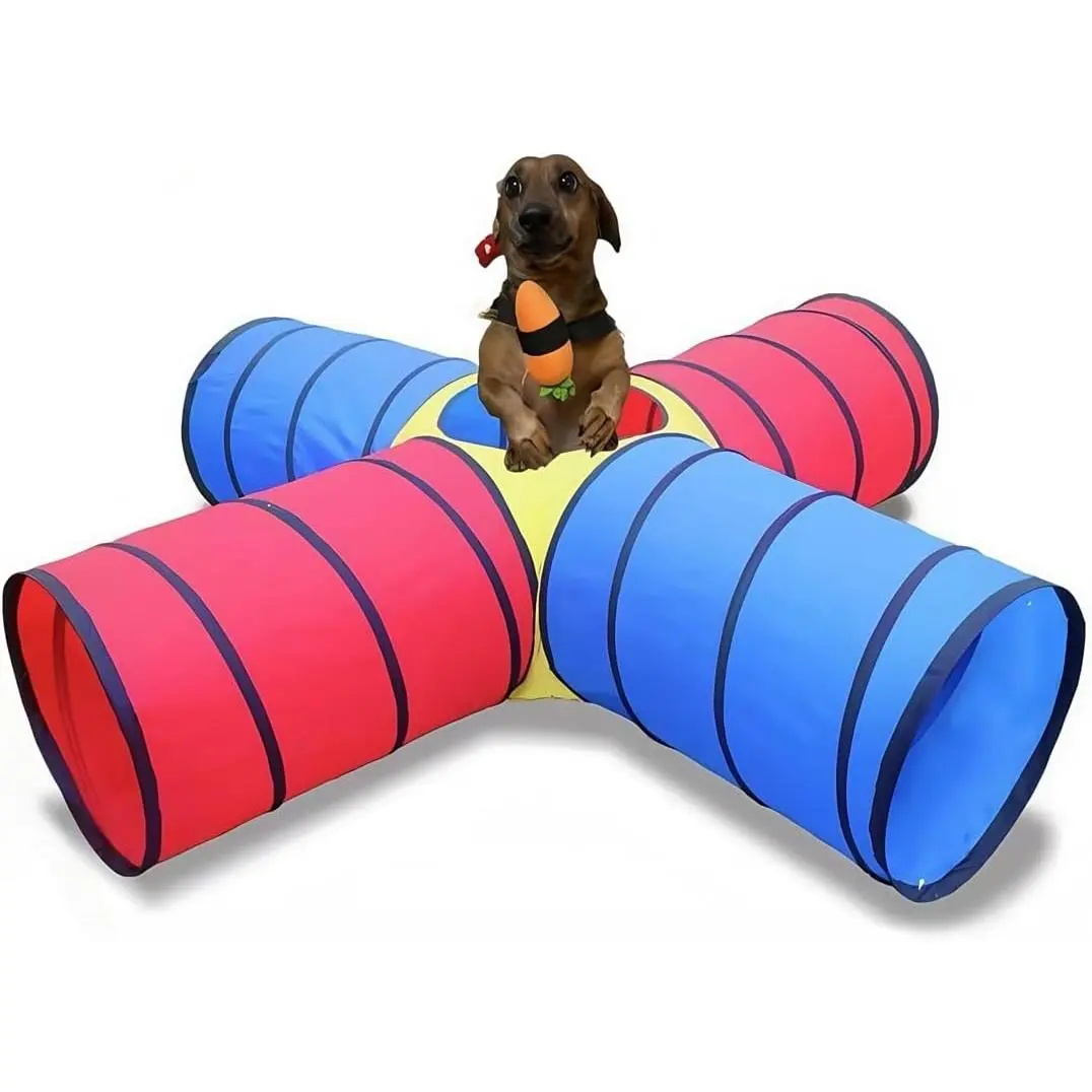 Dog Agility Tunnel for Small & Medium Dogs and Puppies – Durable Oxford Fabric, Pop-Up Exercise & Training Toy for Indoor Outdoor Play, Interactive Pet Tunnel with Storage Bag