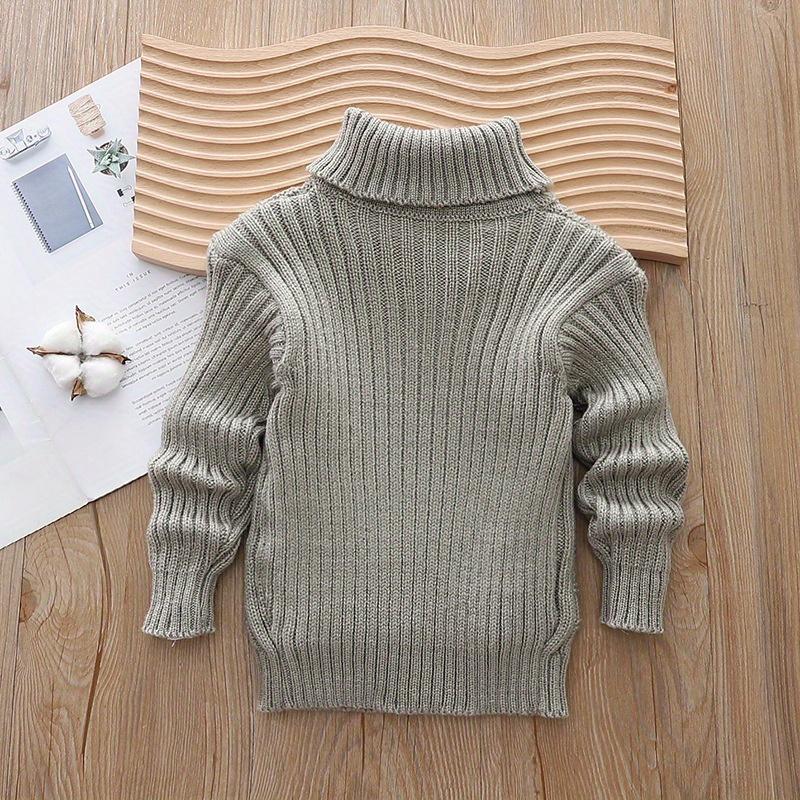 1pc Kids Cartoon Bear Turtleneck Sweater - 100% Acrylic Knit Fabric, Casual High Neck, Skinny Fit, Long Sleeve, Regular Length - Boys and Girls Fall/Winter Pullover Sweater
