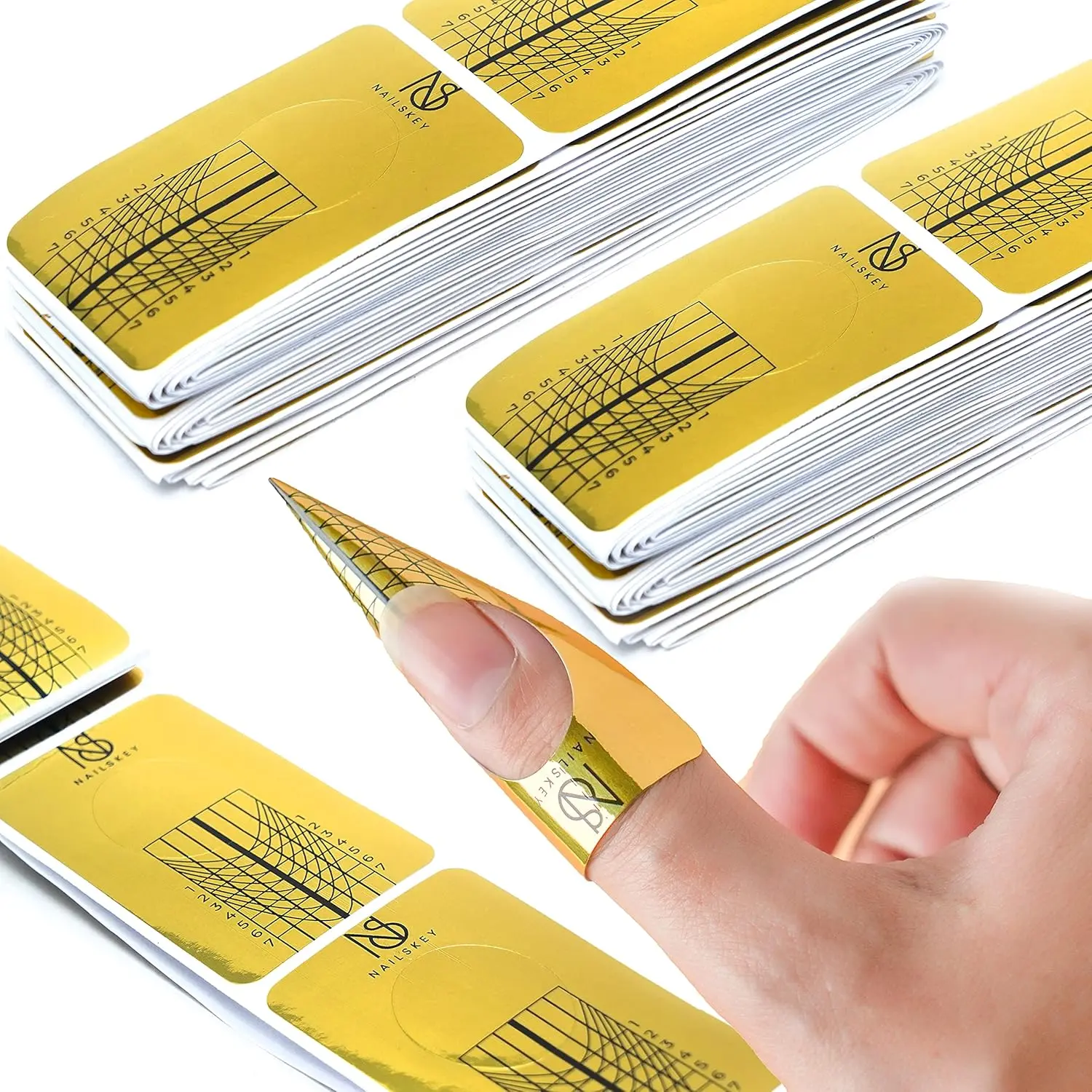 Nail Forms for Gel Builder - 300 Pcs Self Adhesive Nail Extension Stickers for Acrylic, UV & Poly Gel with Tip Sculpting Guide - Nail Art for Home & Salon (Pack of 300) springtok