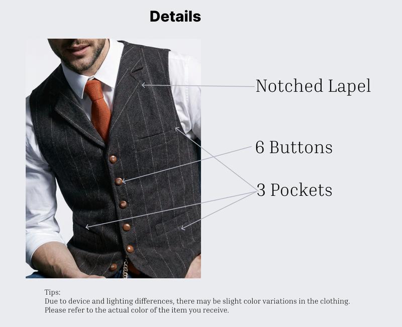 Men's Retro Tweed Vest Herringbone Wool-Polyester Blend Classic Formal & Casual Sleeveless Waistcoat Dress Fabric