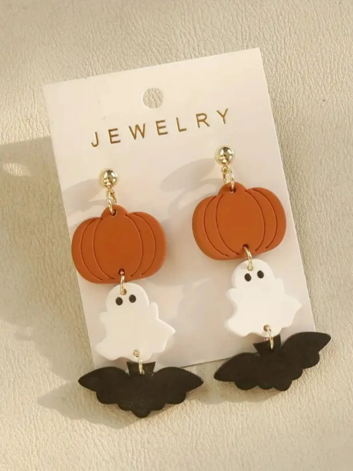 Halloween Ghost Bat Pumpkin Design Long Dangle Earrings for Women, Cute Style Acrylic Trendy Party Jewelry Gifts