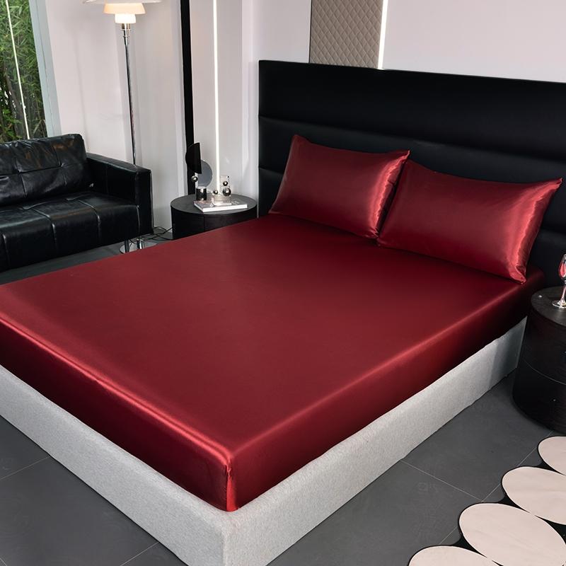 2/3pcs silky satin solid color fitted bed sheet set, dust-proof and dirt-resistant mattress cover, skin-friendly and breathable, cool and comfortable, silk-like bedding, Satin bed sheets, Cooling sheet set, suitable for bedroom/hotel, multiple sizes 2/3pcs silky satin solid color fitted bed sheet set, dust-proof and dirt-resistant mattress cover, skin-friendly and breathable, cool and comfortable, silk-like bedding, Satin bed sheets, Cooling sheet set, suitable for bedroom/hotel, multiple sizes