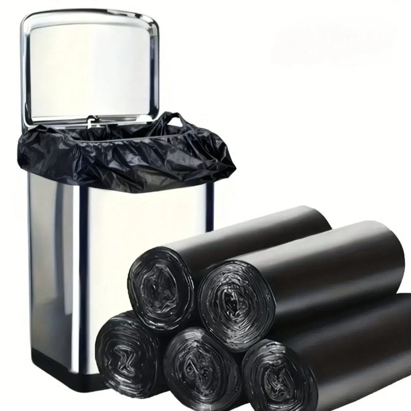 100pcs/5 Rolls Handheld Trash Bags (1.98 Gallon), Ideal for Home, Office, Kitchen, Bathroom, Outdoor Use, Easy Open Handles