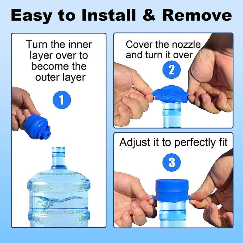 3 Counts/set Silicone Water Jug Cap, Reusable Spill-proof Dust-proof Water Bottle Cap, Food Grade Silicone Mini Replacement Water Bottle Cover, Drinkware Accessories for Home Office Dormitory