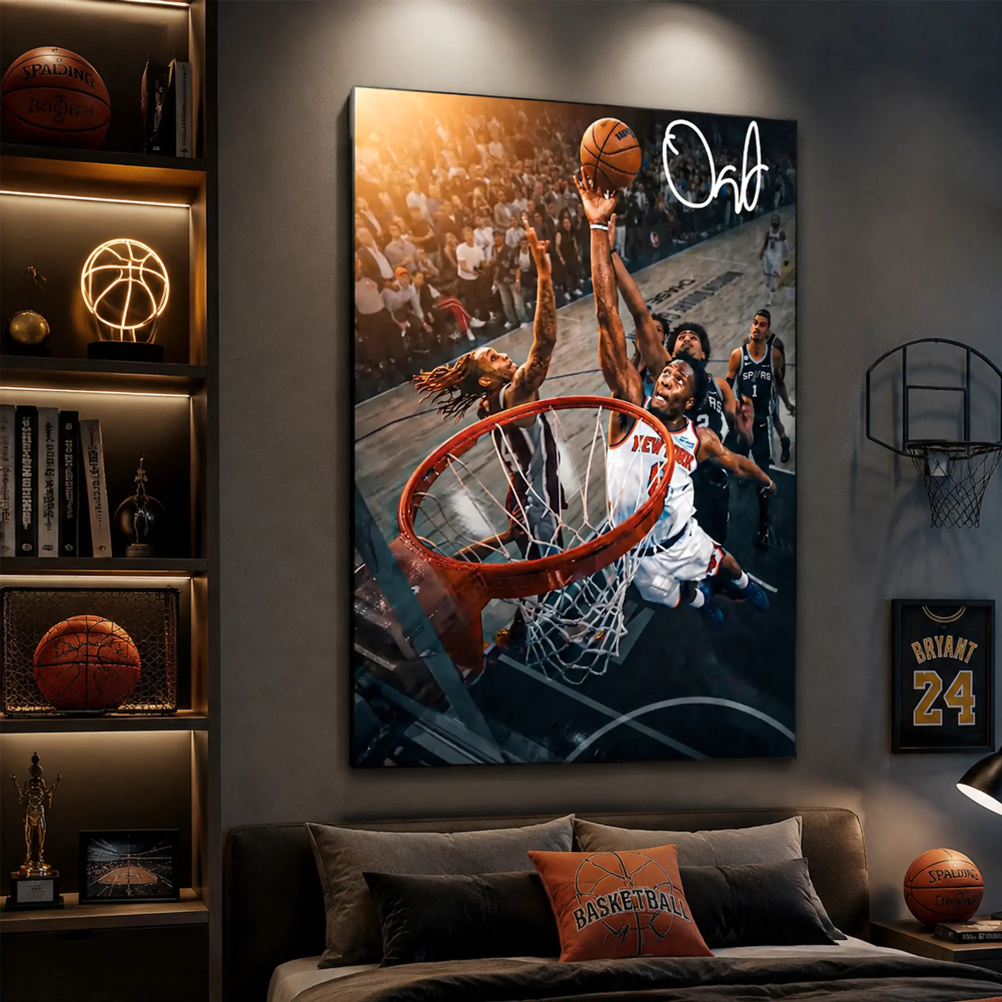 New York OG Anunoby Complete Win Basketball Wall Poster, Made in USA, Cool Room Decoration, Men's Room Accent, Modern Gallery Piece, Multi-Size NBA Fan Gift for Home Displays, Men's Room Decor, Ready To Hang