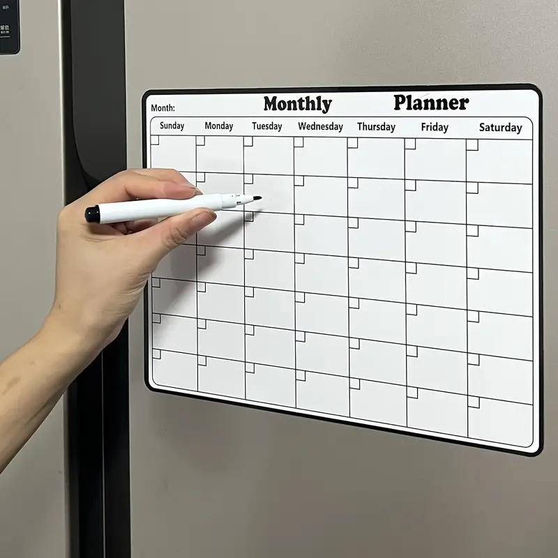 6-Piece Magnetic Calendar Set with 5 Dry Erase Markers, Refrigerator Whiteboard Monthly Planner, Eco-Friendly Kitchen Accessories, Magnetic Dry Erase Calendar for Home Organization