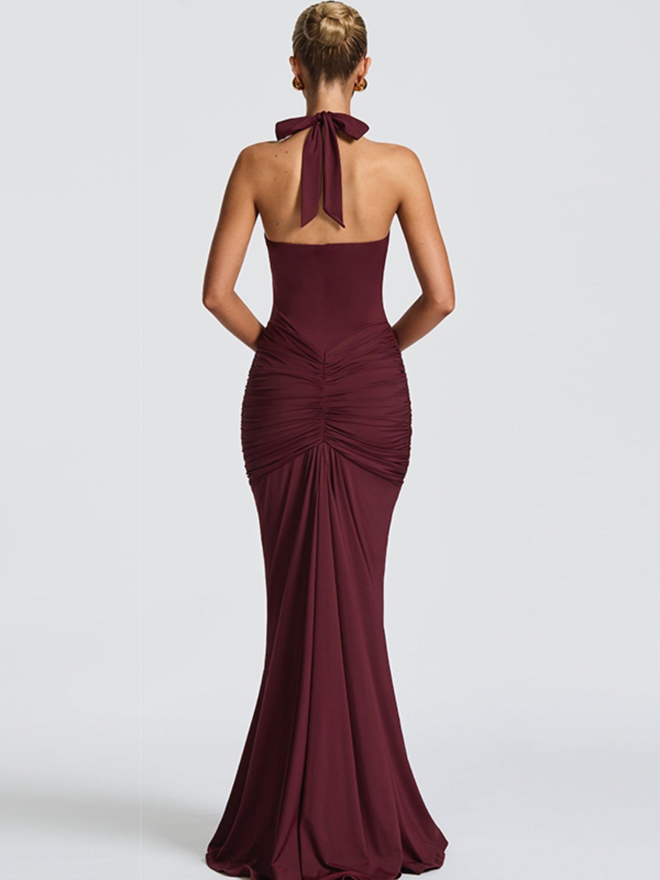 Women's Backless Bodycon Dress, Elegant Solid Color Sleeveless Dress, Ladies Summer Clothes, Elegant Evening Gown
