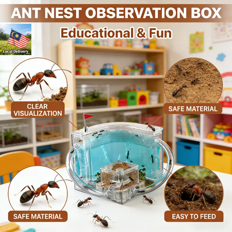 Ant Farm Acrylic Nest Habitat Kit Clear Ant House Ecosystem Box with Feeding Area  Tubes