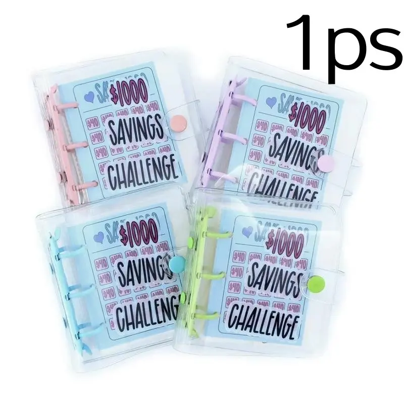 Mini Money Saving Binder, $1000 Money Saving Challenge Budget Binder, Budget Planners, Savings Challenge Planner with Envelopes Portable Deposit Anytime Anywhere, Money Saving Challenge Clear Loose Leaf Book, Savings Tracker Organizer, Office Supplies